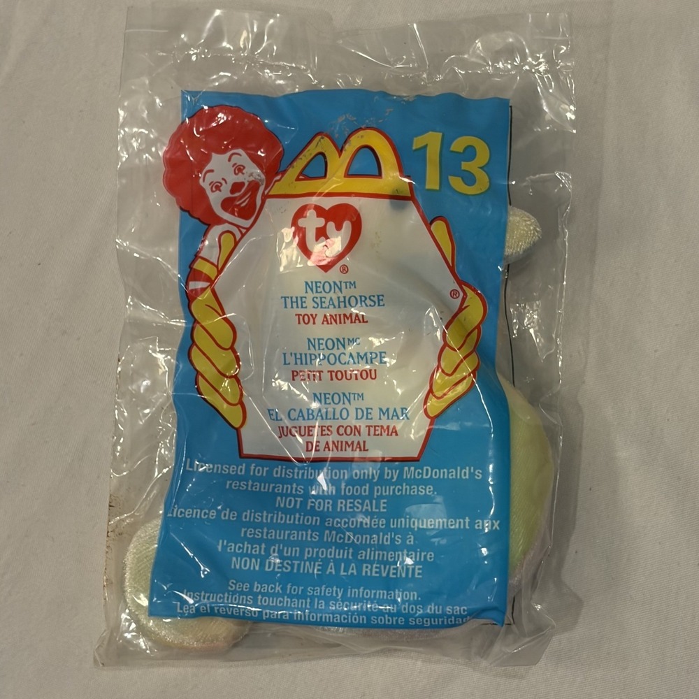 McDonald's TY Teenie Beanie Baby Neon Seahorse #13 2000 Sealed New